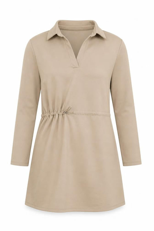 Primark Women Beige Collared Long Sleeve Shirt Dress L