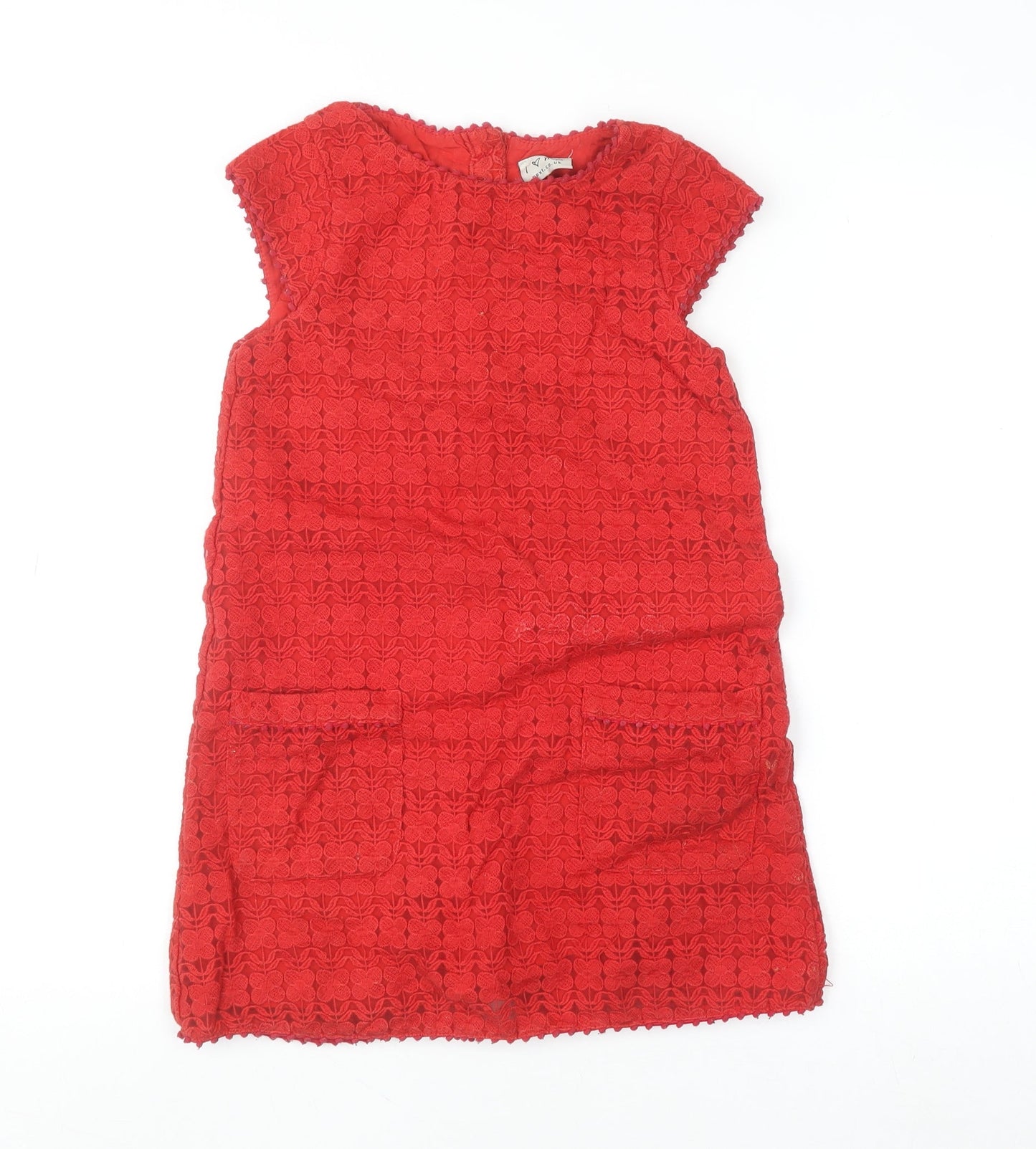 Next Girls Red Lace Shift Dress 9 Years Knee Length Cap Sleeve