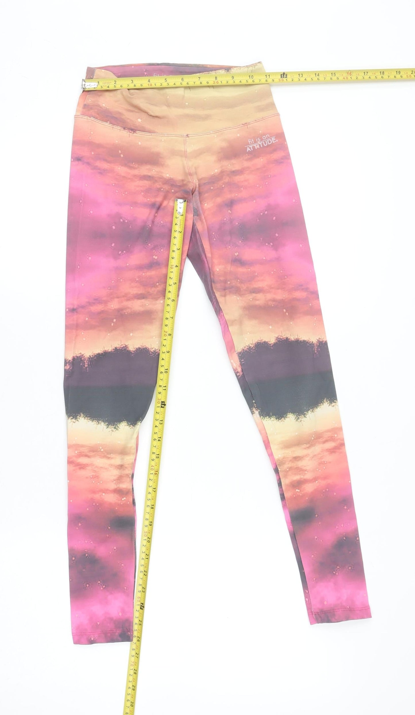 Fit Is An Attitude Womens Pink Multicoloured XS Leggings Activewear