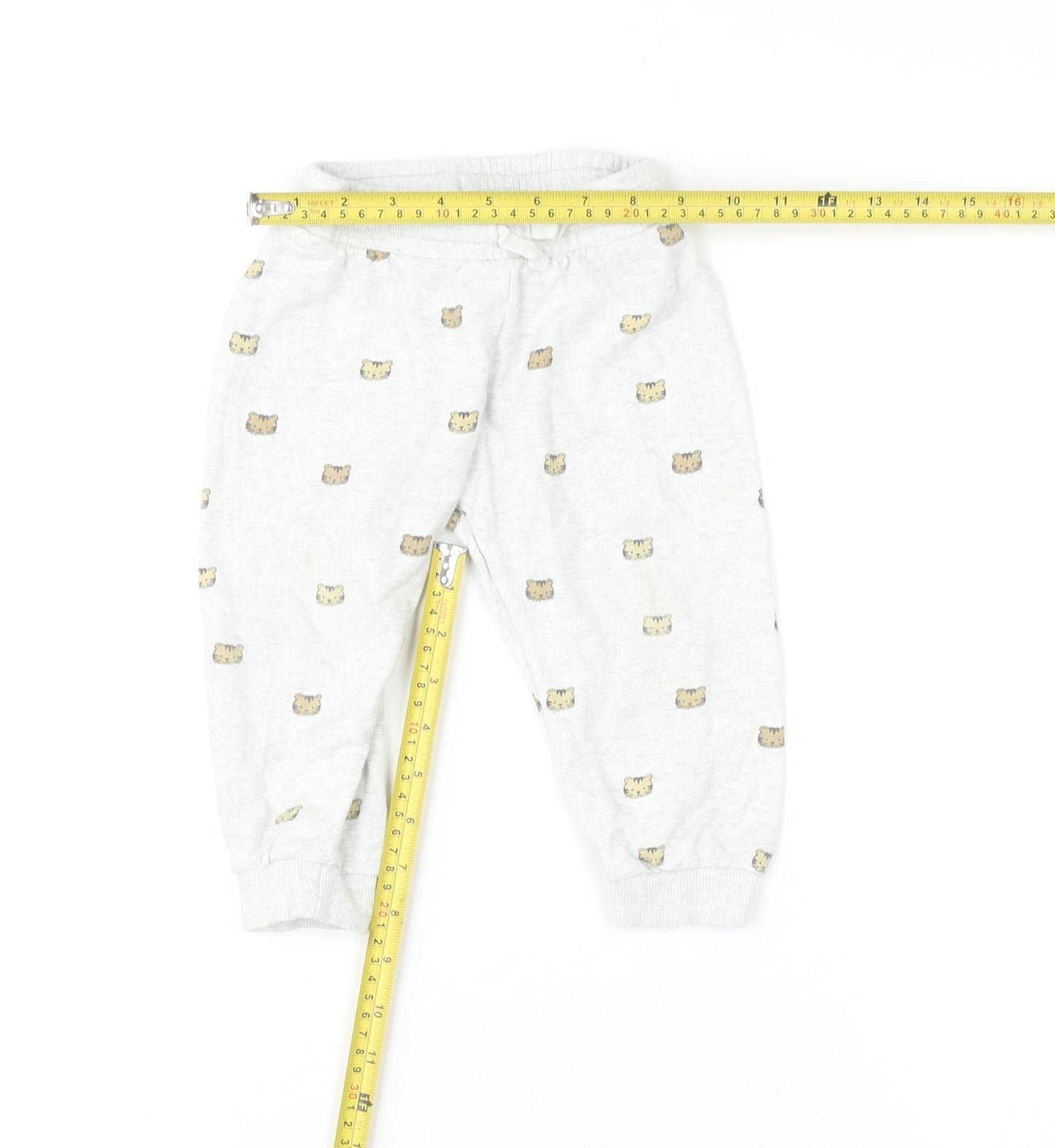 H&M Unisex Baby Grey Bear Print Cotton Jogger Trousers 18-24 Months
