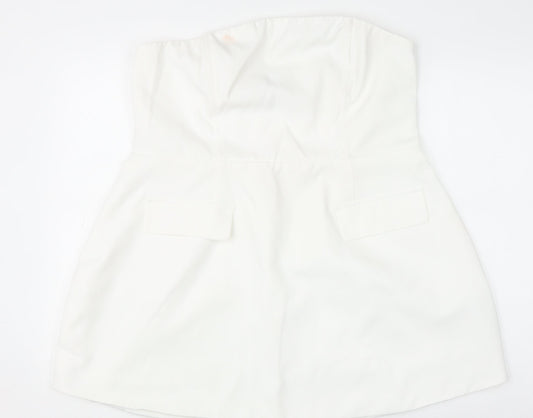 Boohoo Women White Size 18 Strapless Bodycon Mini Dress