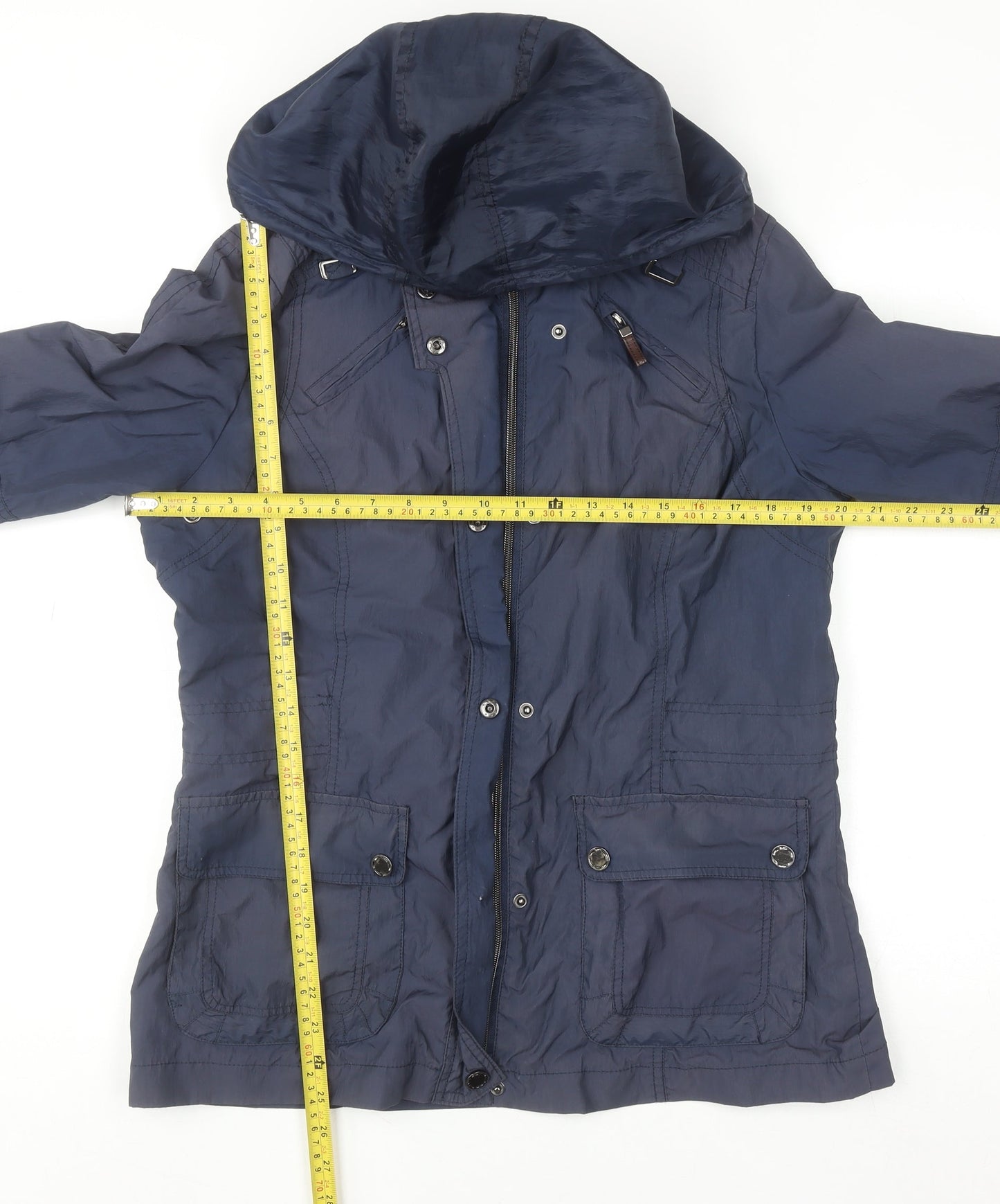 Valino Women's Blue Hooded Parka Jacket Size 12 Regular Fit