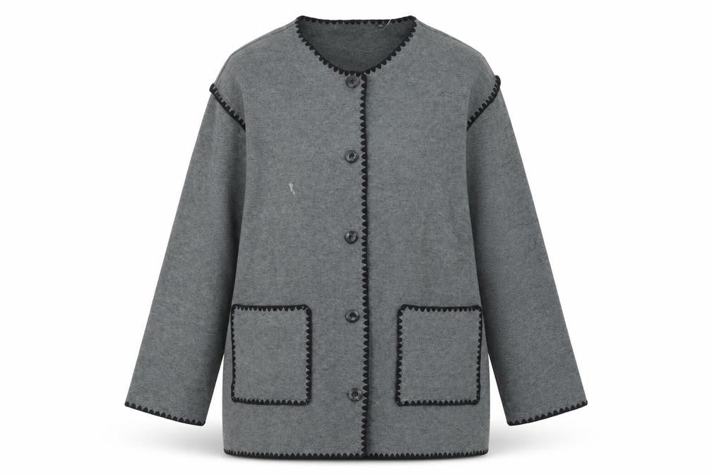 Cyrus Womens Grey 2XL Button Knit Cardigan With Pockets