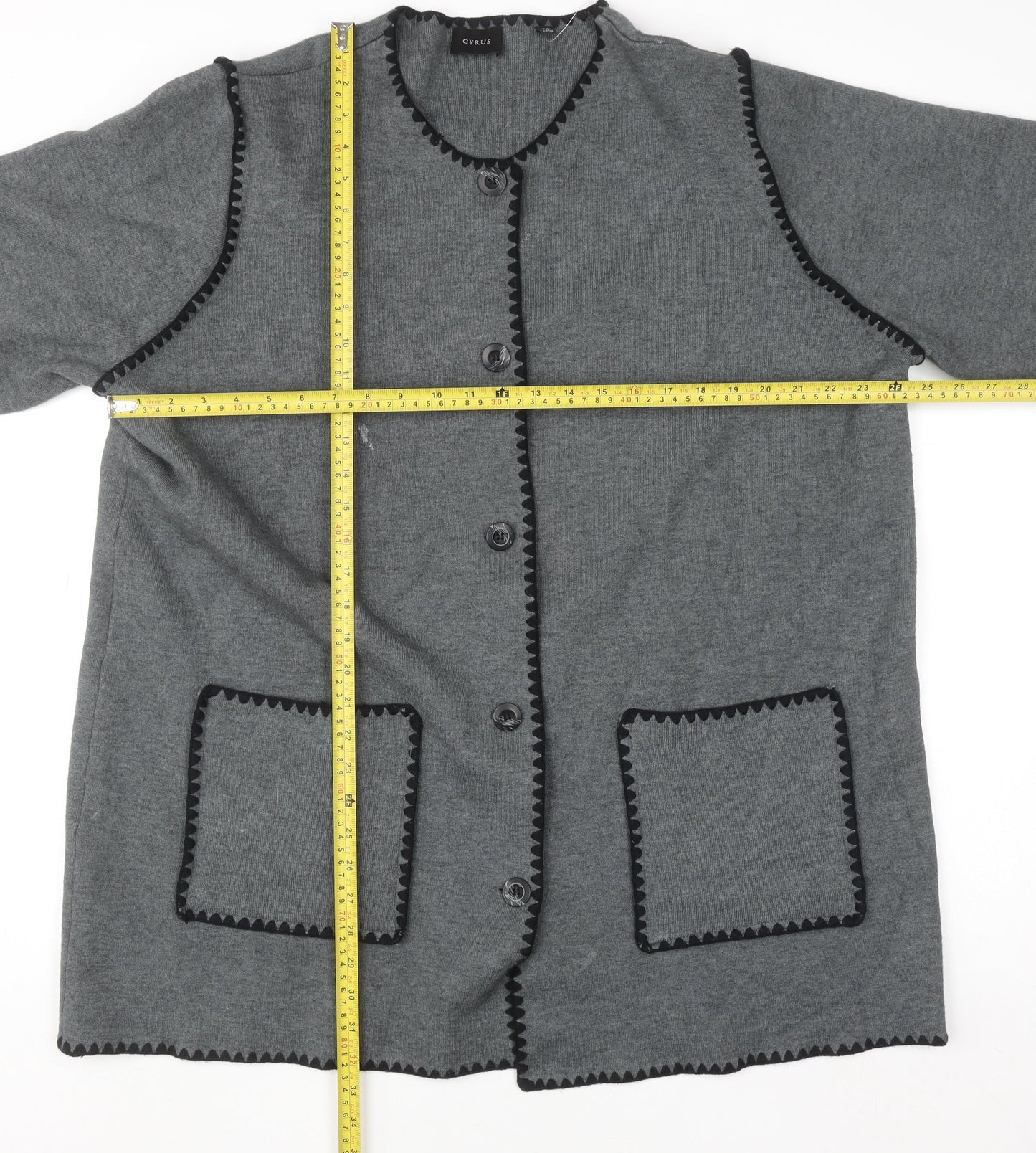 Cyrus Womens Grey 2XL Button Knit Cardigan With Pockets