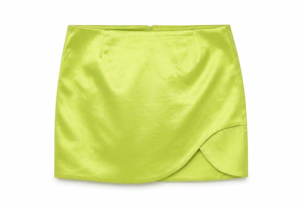 River Island Womens Green Short Wrap Satin Skirt Size 12