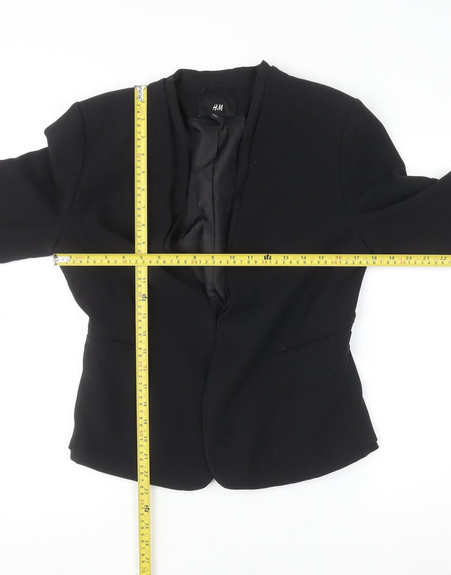 H&M Women Black Size 14 Slim Fit Single-Breasted Blazer