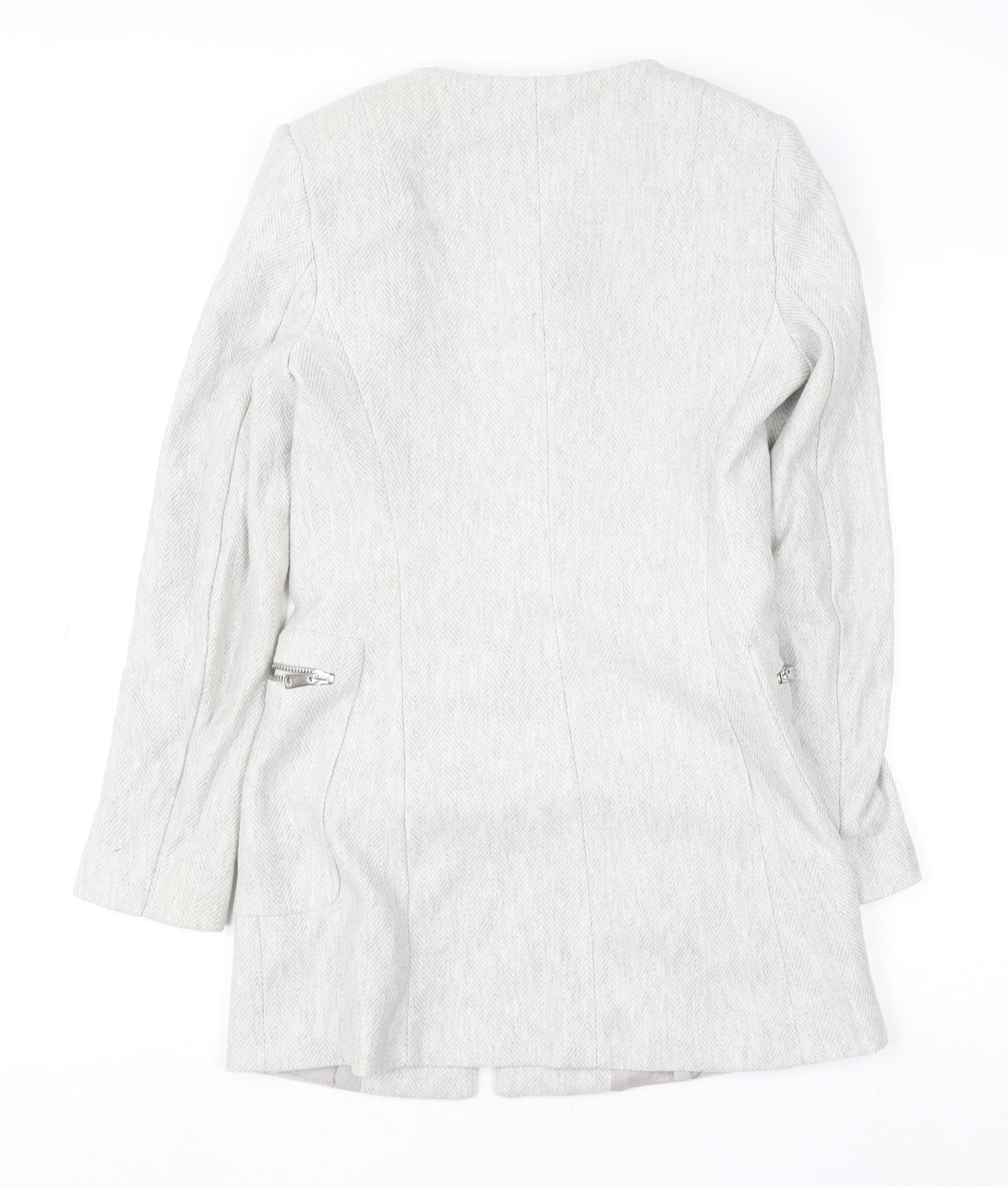 Zara Basic Women’s Grey Mid-Length Zip Coat Size S