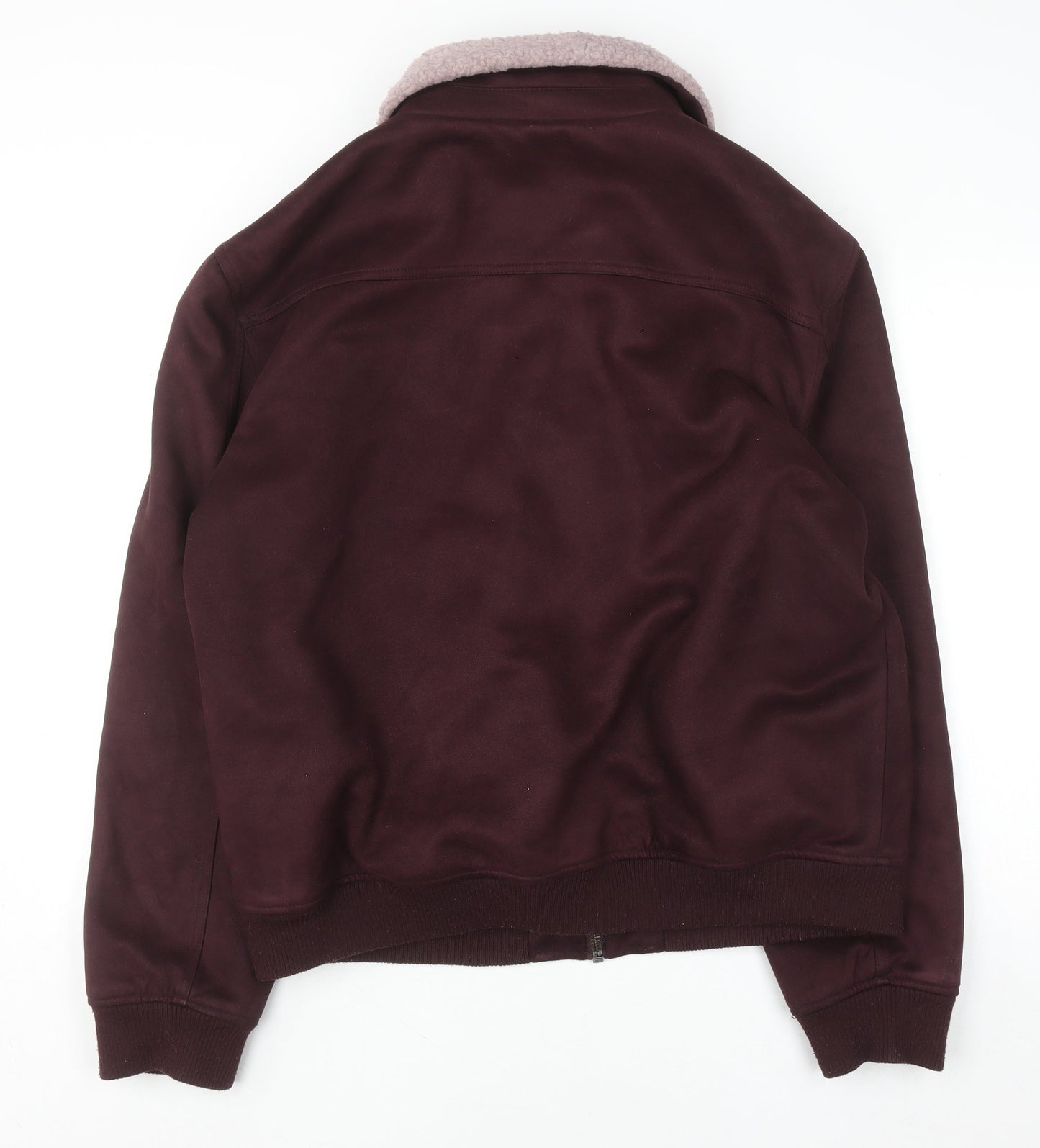 River Island Men's Brown Faux Shearling Collar Bomber Jacket Size 2XL
