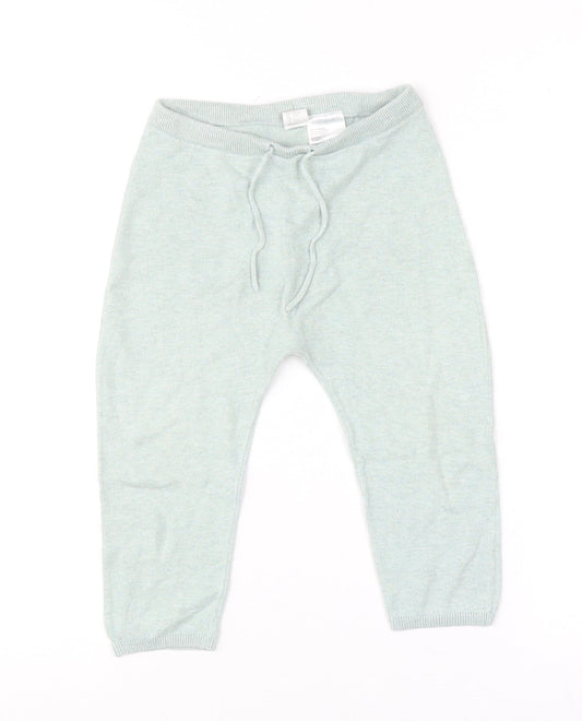 H&M Boys Green 2-3 Years Jogger Trousers 100% Cotton Elastic Waist