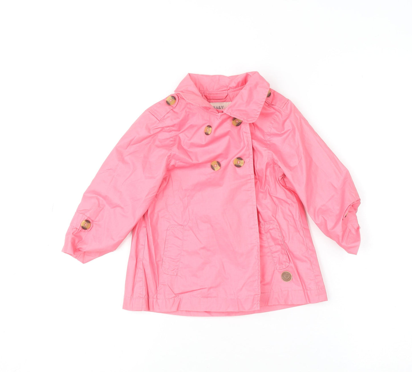 ZY Baby Pink Girls Double Breasted Trench Coat 12-18 Months Polyester Cotton