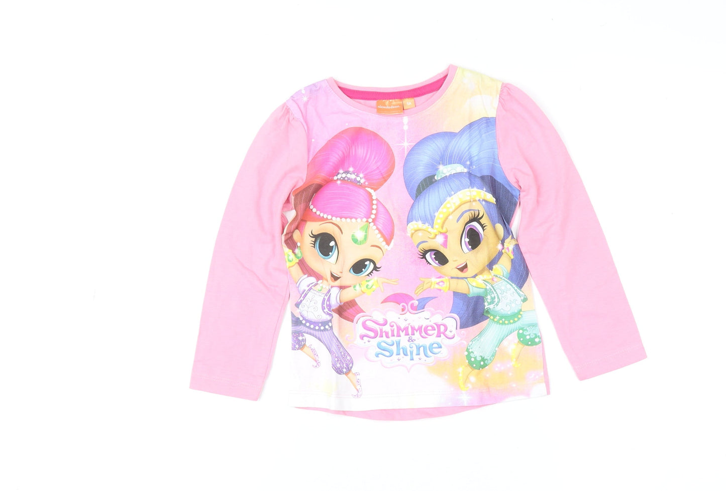 Nickelodeon Girls Pink Shimmer and Shine Long Sleeve Cotton T-Shirt 5 Years