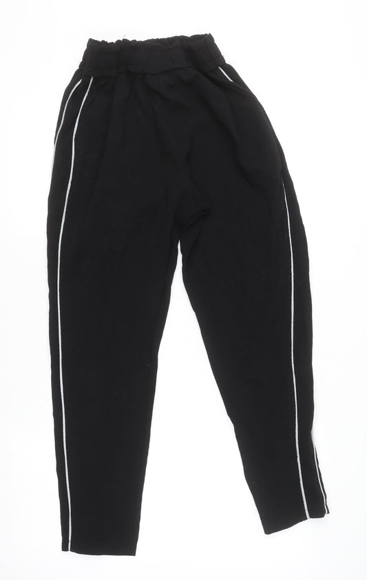 Style London Womens Black XS Jogger Trousers with White Side Stripe