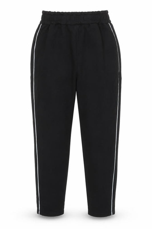 Style London Womens Black XS Jogger Trousers with White Side Stripe