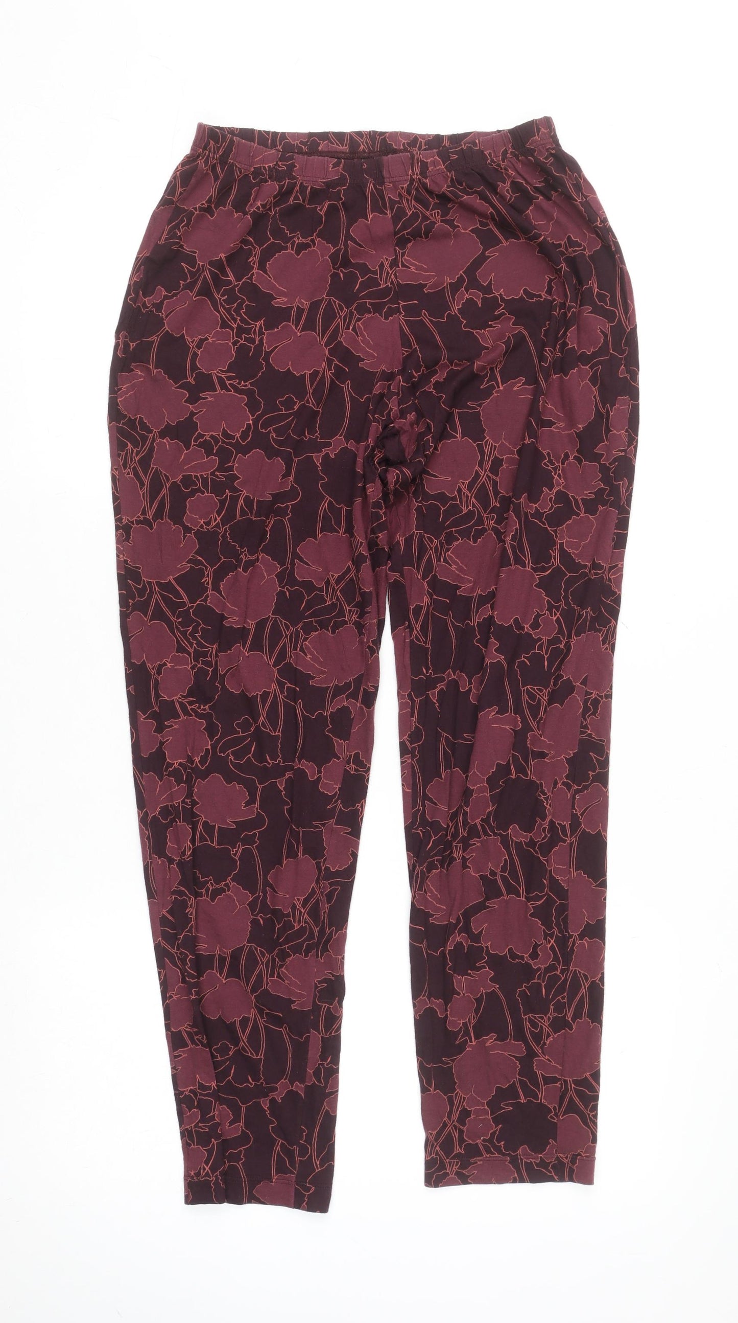 Calida Womens Burgundy Floral Lounge Pants S - Cotton Blend Nightwear