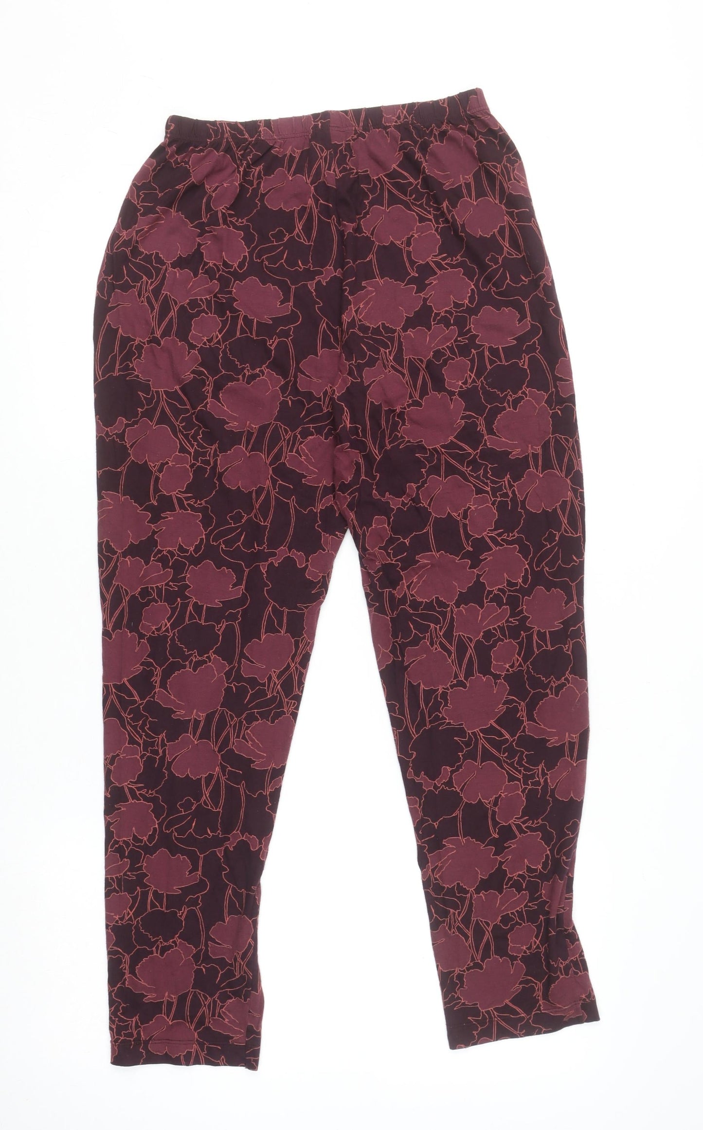 Calida Womens Burgundy Floral Lounge Pants S - Cotton Blend Nightwear
