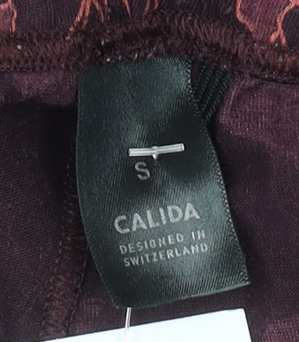 Calida Womens Burgundy Floral Lounge Pants S - Cotton Blend Nightwear