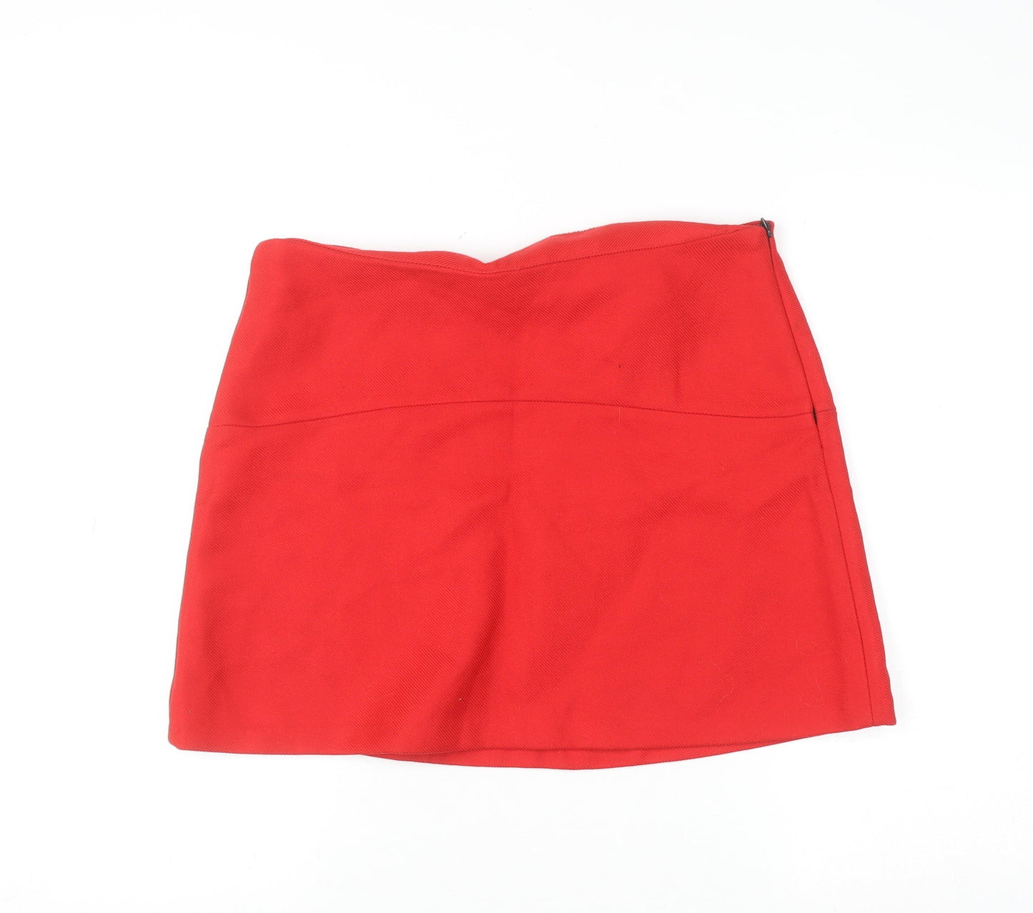 Zara Women Red Mini Skirt UK 14 Short Twill Casual