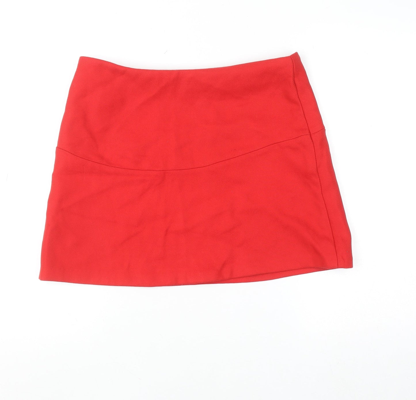 Zara Women Red Mini Skirt UK 14 Short Twill Casual