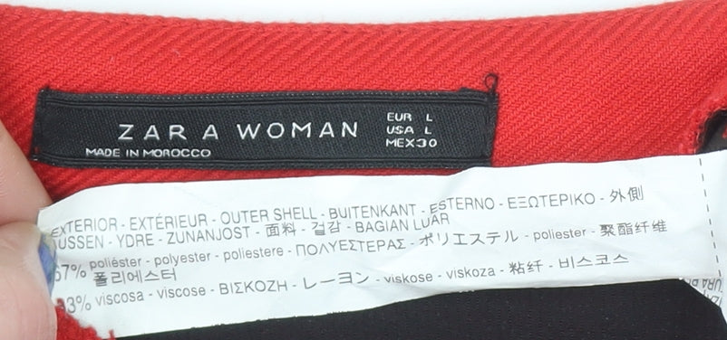 Zara Women Red Mini Skirt UK 14 Short Twill Casual