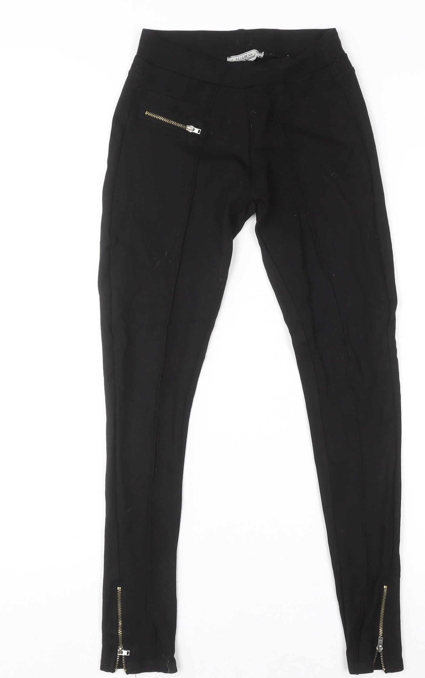 Pull & Bear Women's Black Stretch Zip Jeggings Size S