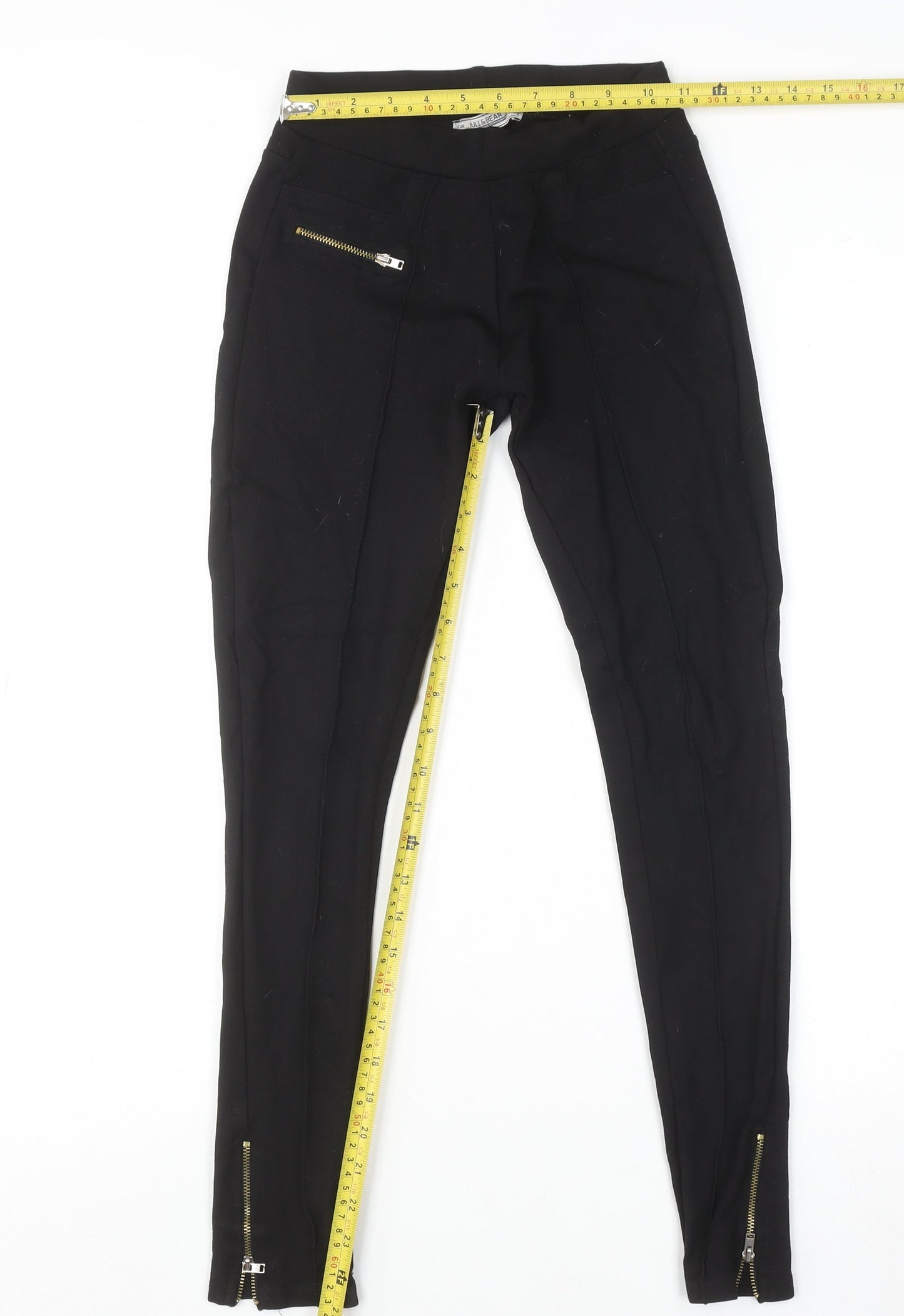 Pull & Bear Women's Black Stretch Zip Jeggings Size S