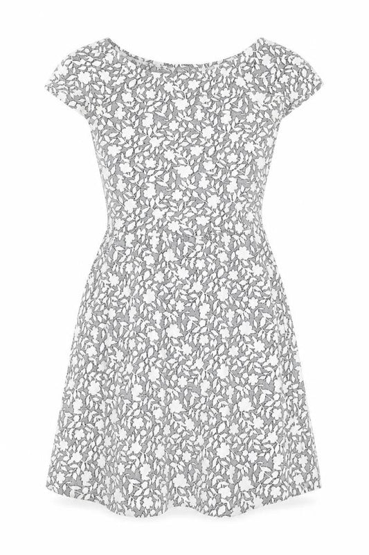 Topshop Women’s Grey Floral Skater Dress Size 8