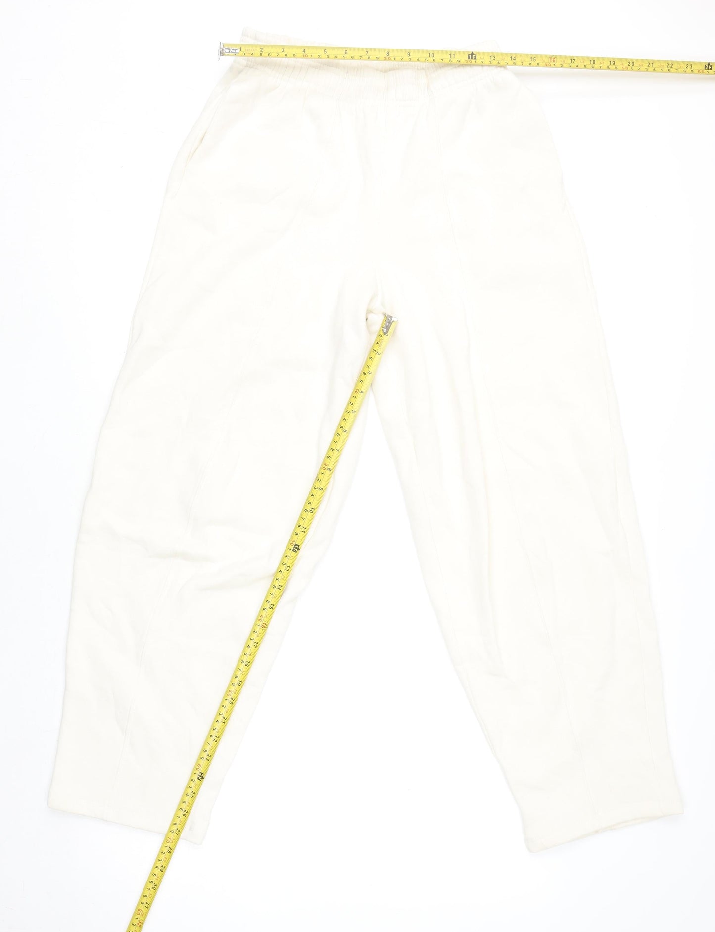 Zara Women Ivory Jersey Relaxed Fit Sweatpants Size M