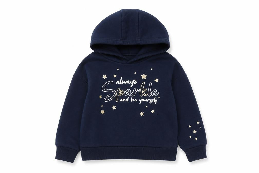Primark Girls Blue Sparkle Hooded Pullover Jumper 18-24 Months