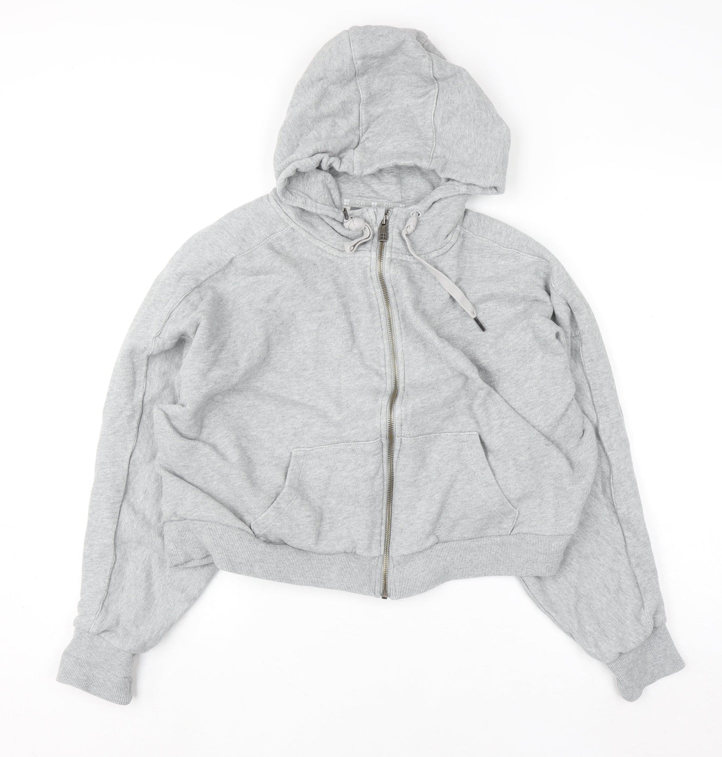 Sweaty Betty Women Grey Full Zip Hoodie L Cotton Blend