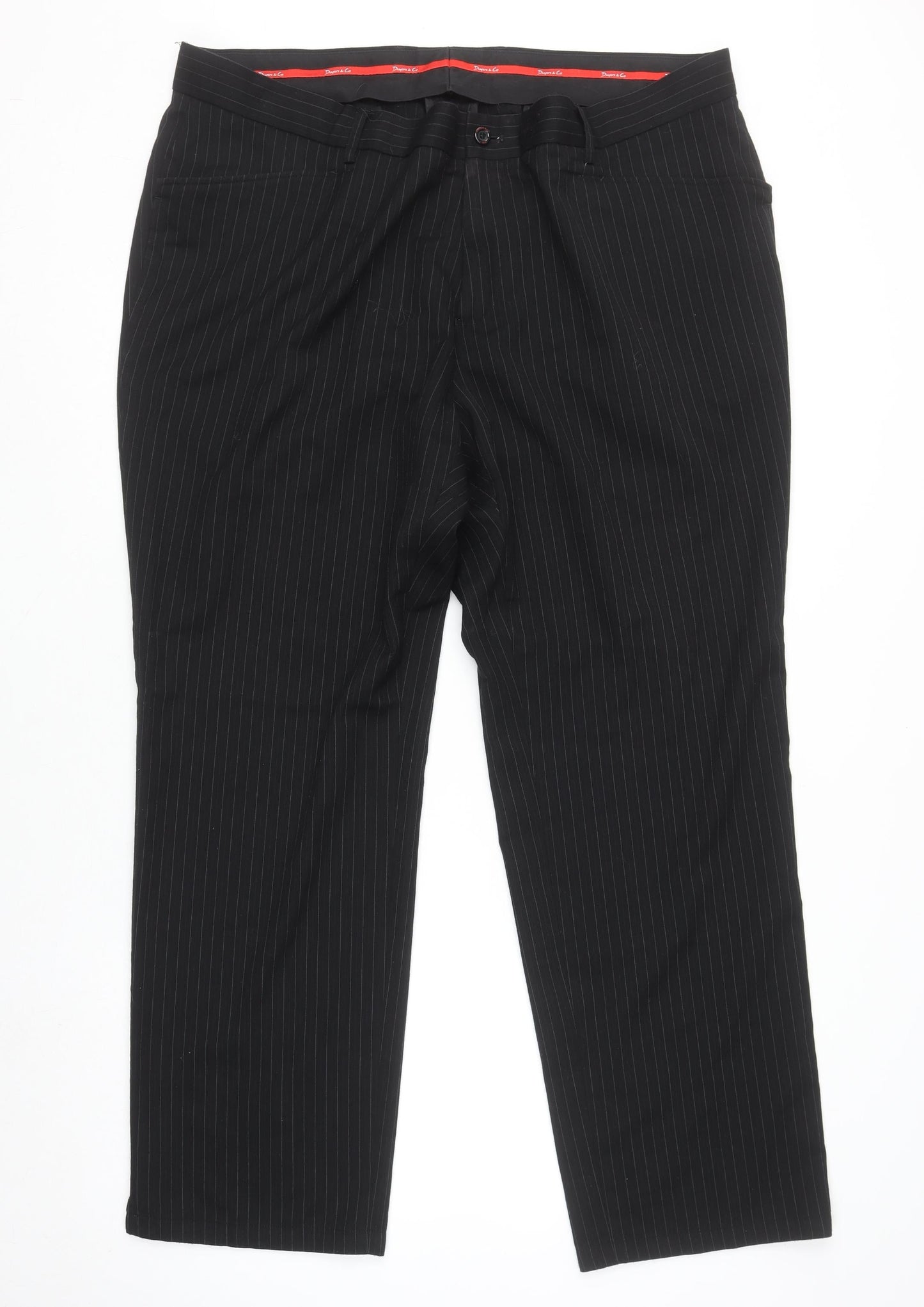 Dwyers & Co Men's Black Pinstripe Dress Pants UK 42 Regular Fit