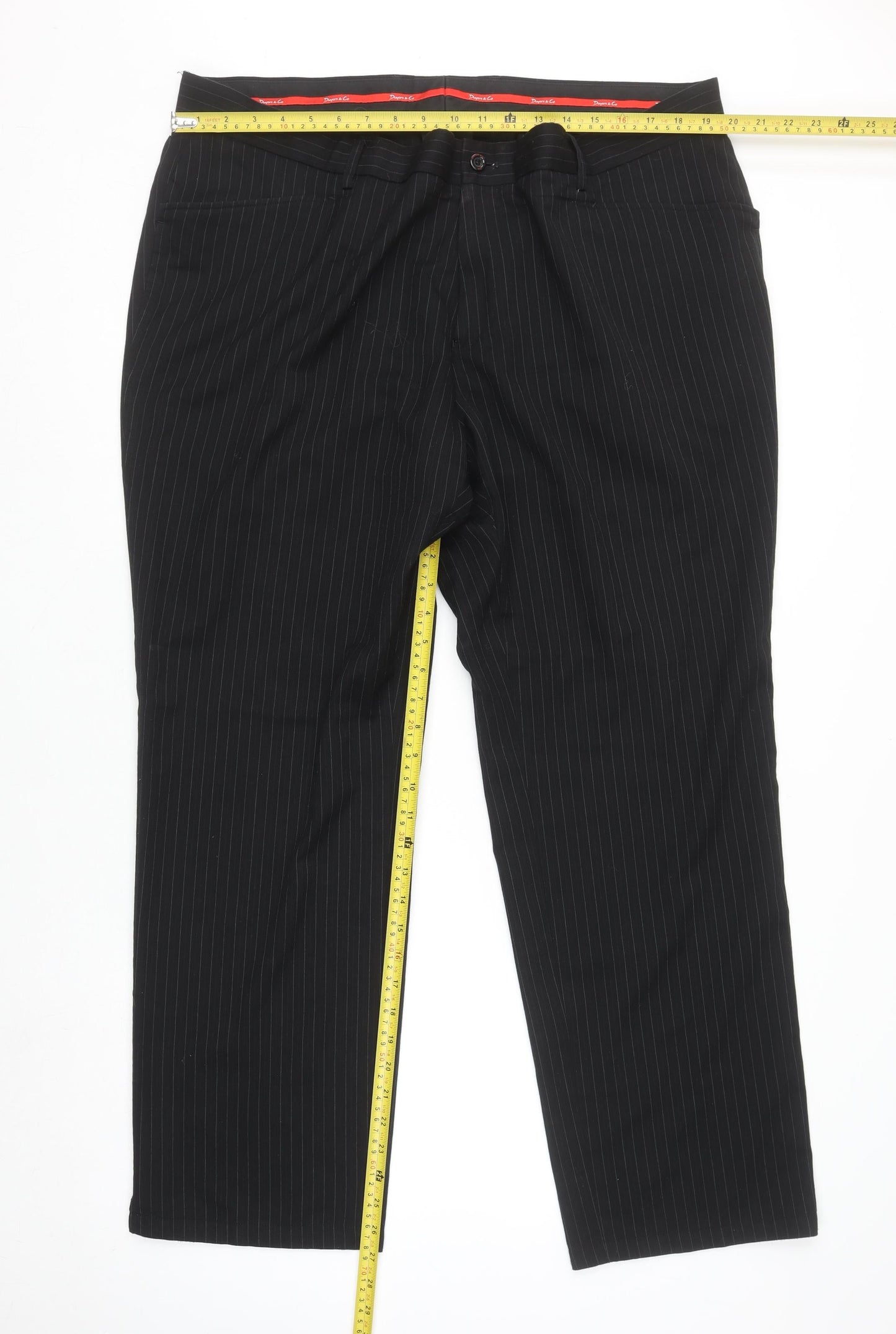 Dwyers & Co Men's Black Pinstripe Dress Pants UK 42 Regular Fit
