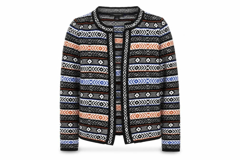 Atmosphere Womens Multicoloured Aztec Knit Open Cardigan Size S