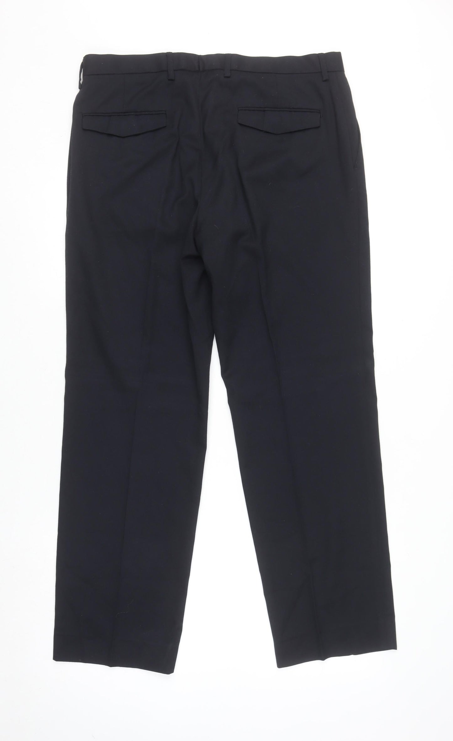 Marks and Spencer Men Navy Tailored Fit Dress Trousers 34W 33L