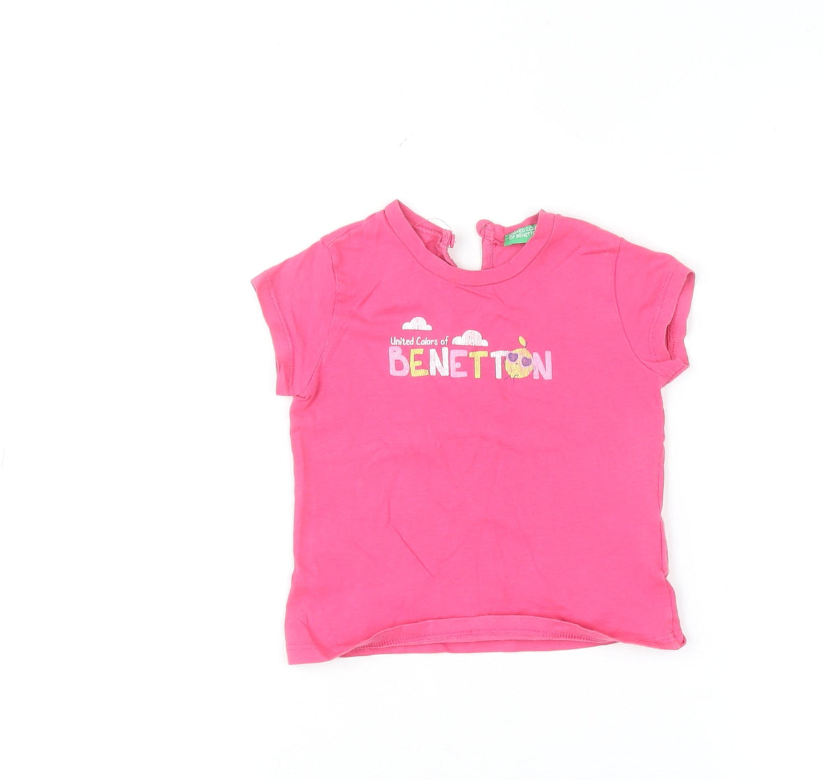 United Colors of Benetton Girls Pink Short Sleeve Cotton Logo T-Shirt 12-18 Months