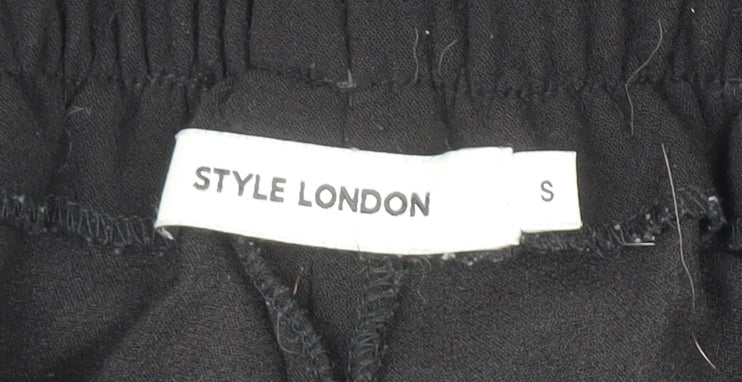 Style London Womens Black Jogger Trousers Small Elastic Waist