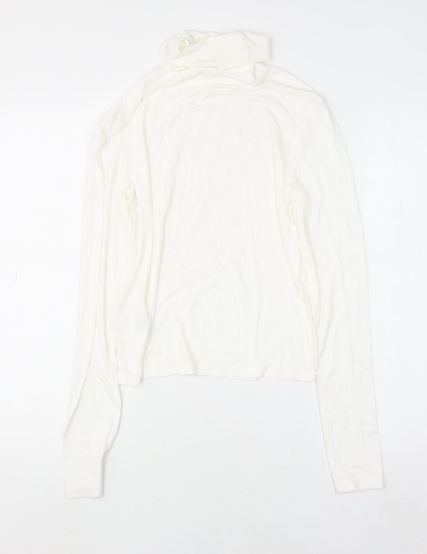 H&M Divided Women White Roll Neck Long Sleeve Basic Top M