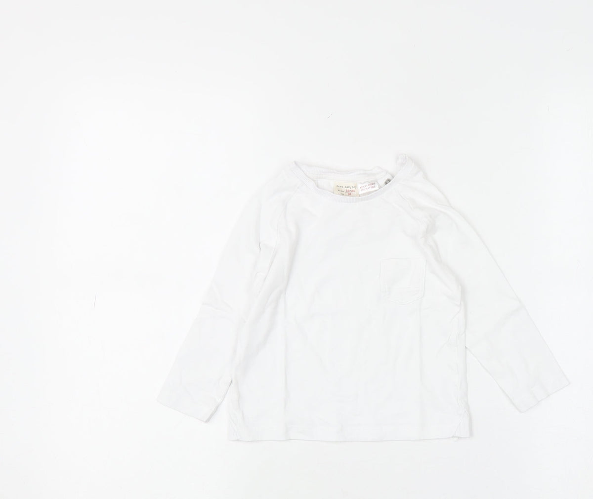 Zara Boys White Long Sleeve Cotton Basic T-Shirt 18-24 Months