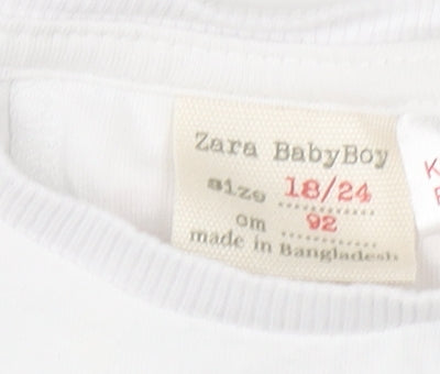 Zara Boys White Long Sleeve Cotton Basic T-Shirt 18-24 Months