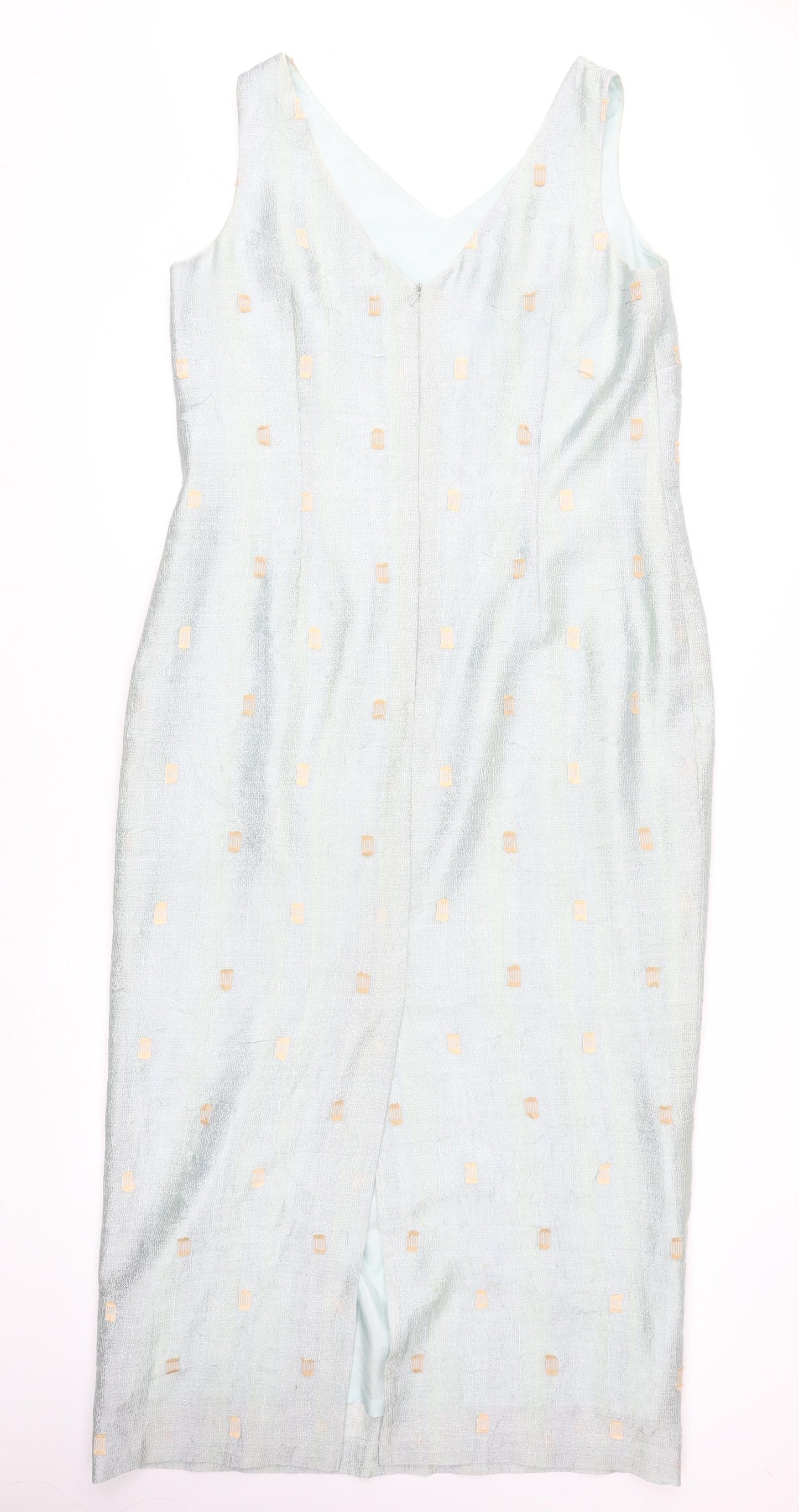 Libra Women Blue Size 16 V-Neck Sleeveless Sheath Dress