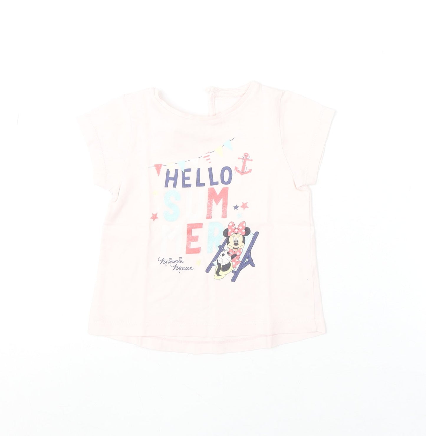 Disney Baby Girls Pink Minnie Mouse Hello Summer T-Shirt 12-18 Months