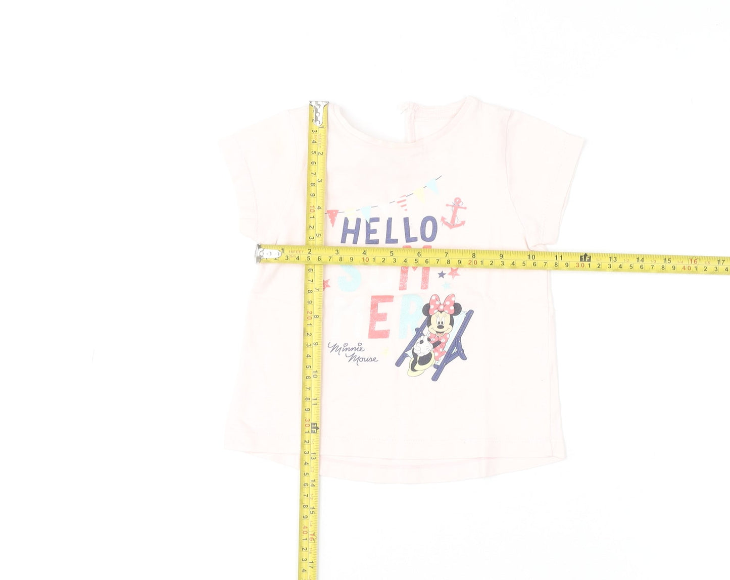 Disney Baby Girls Pink Minnie Mouse Hello Summer T-Shirt 12-18 Months