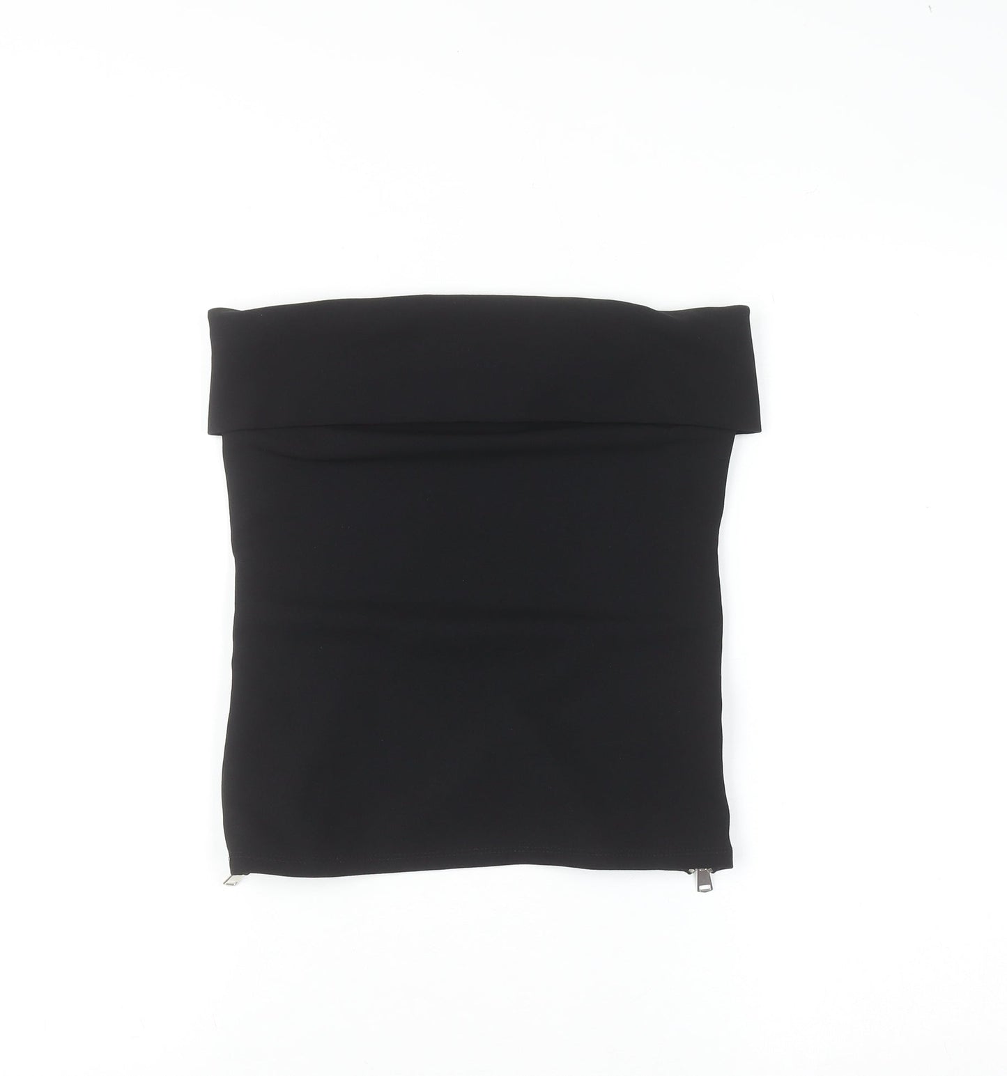ZARA Women Black Off Shoulder Strapless Slim Fit Top S