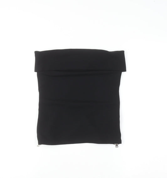 ZARA Women Black Off Shoulder Strapless Slim Fit Top S