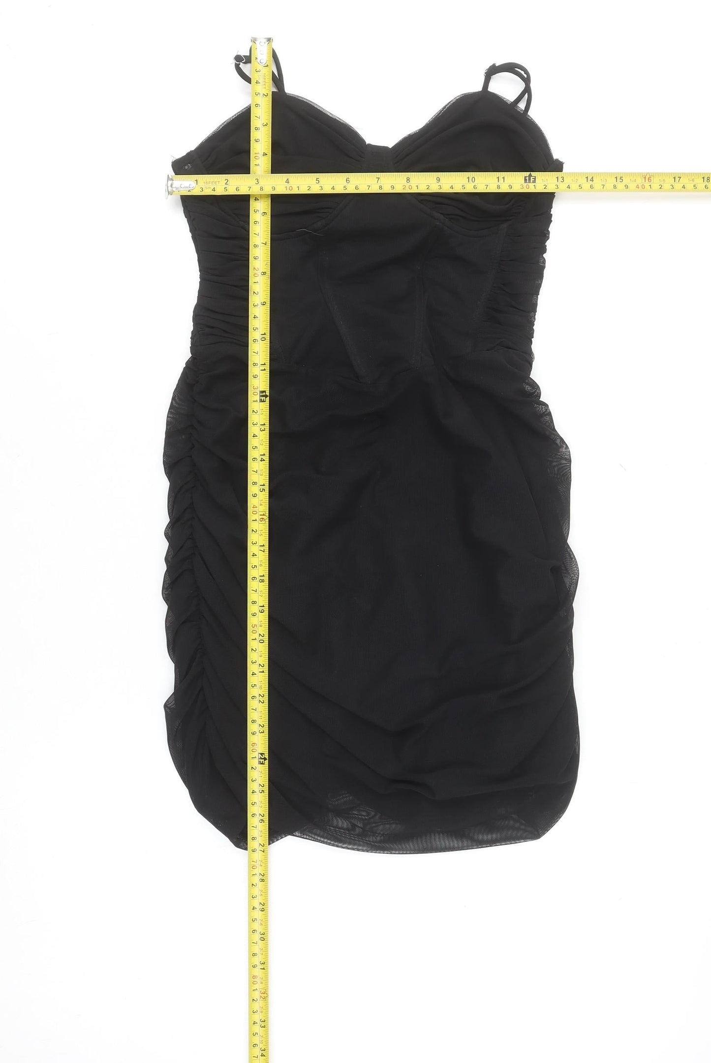 Bershka Women Black Bodycon Ruched Mini Dress Size 12