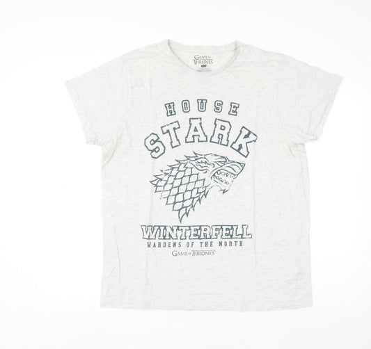 Game of Thrones Men's Grey House Stark Winterfell Graphic T-Shirt XL