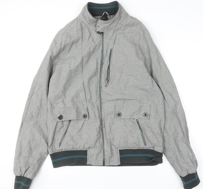 Zara Man Men's Grey Check Bomber Jacket XL Regular Cotton Blend