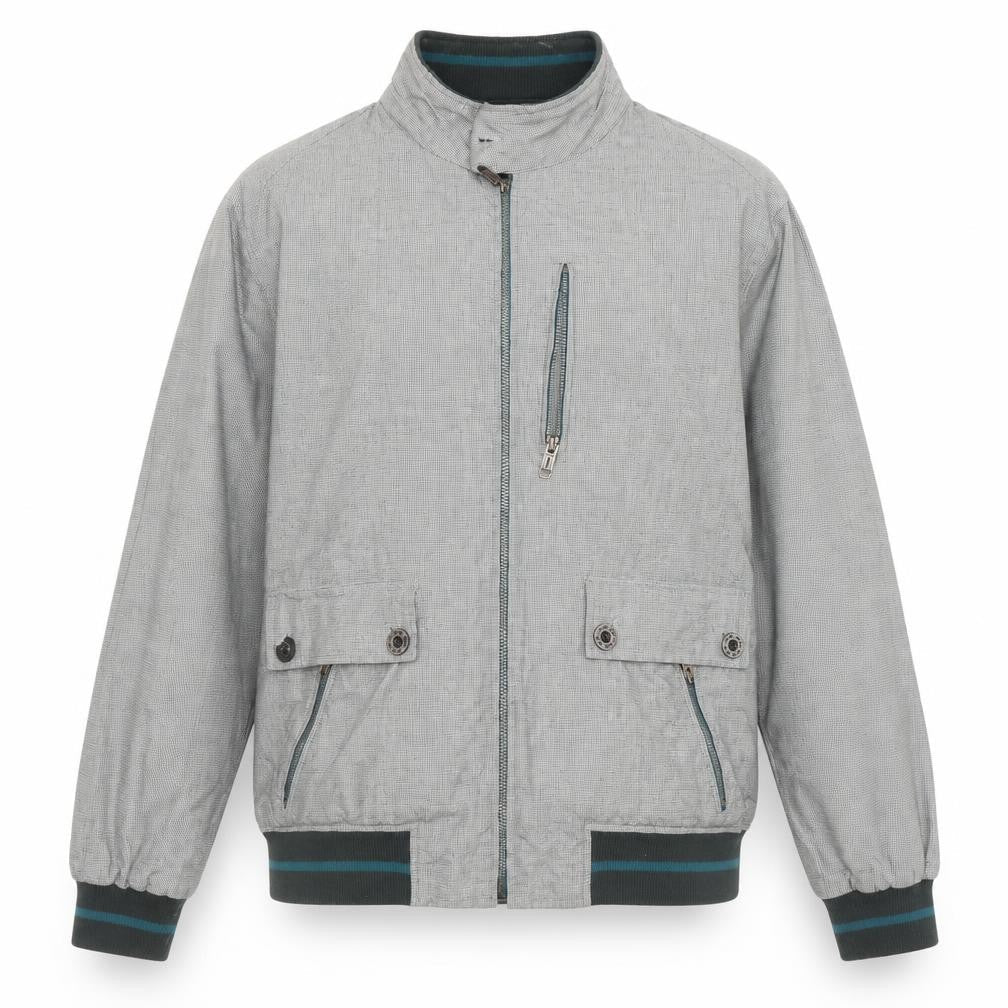 Zara Man Men's Grey Check Bomber Jacket XL Regular Cotton Blend