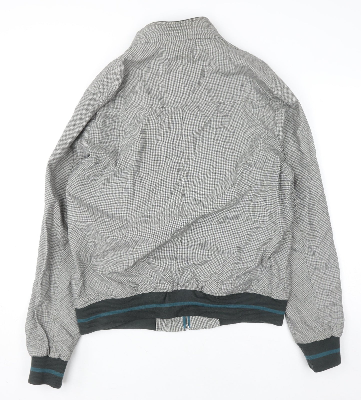 Zara Man Men's Grey Check Bomber Jacket XL Regular Cotton Blend