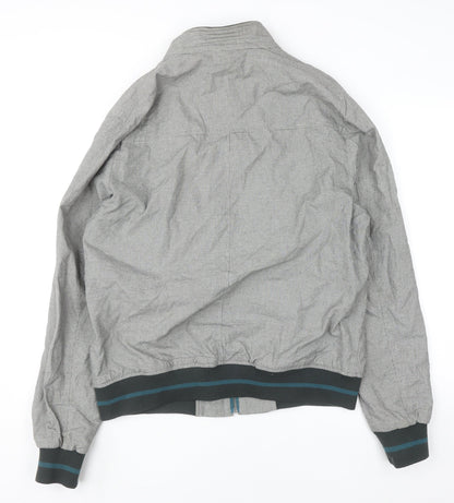 Zara Man Men's Grey Check Bomber Jacket XL Regular Cotton Blend
