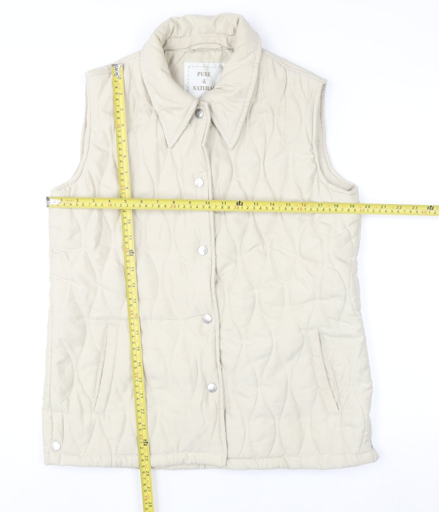 Pure & Natural Women's Beige Quilted Waistcoat S Regular Fit